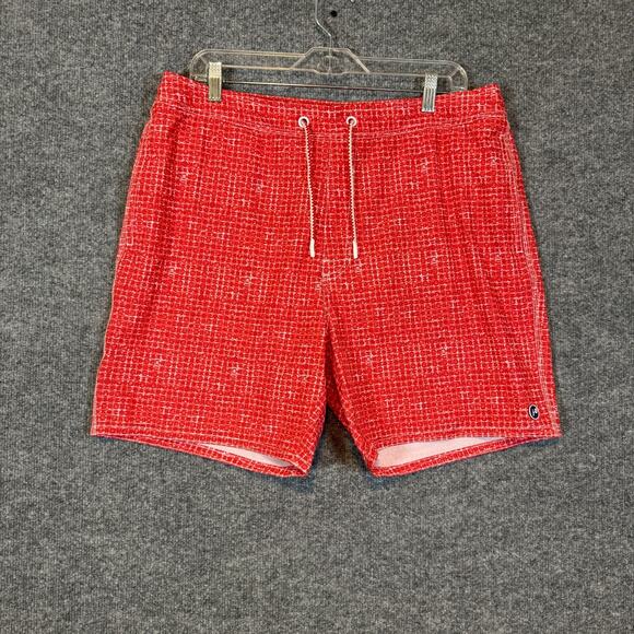 Johnnie-O Swim Trunks Mens XL Red Orange Board Shorts Performance Stretch - Picture 2 of 8